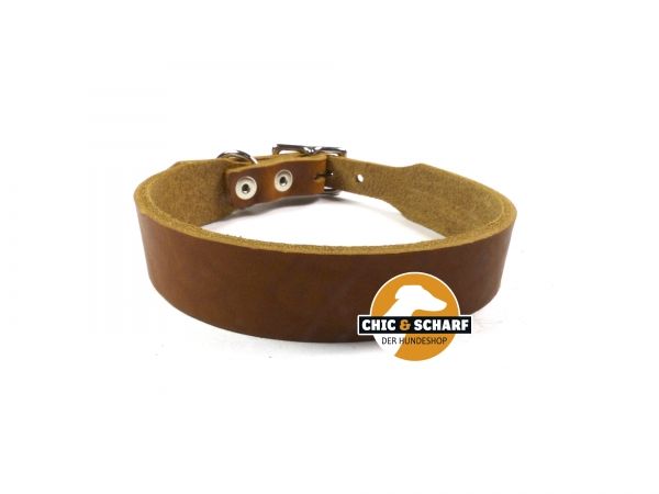 Fettlederhalsband Basic Cognac