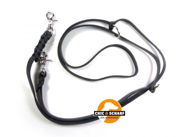 Fettlederleine 2,4 m x 10 mm mit Scherekarabiner - Schwarz