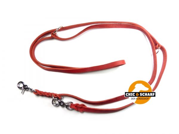 Fettlederleine 2,4 m x 15 mm Rot mit Scherenkarabiner