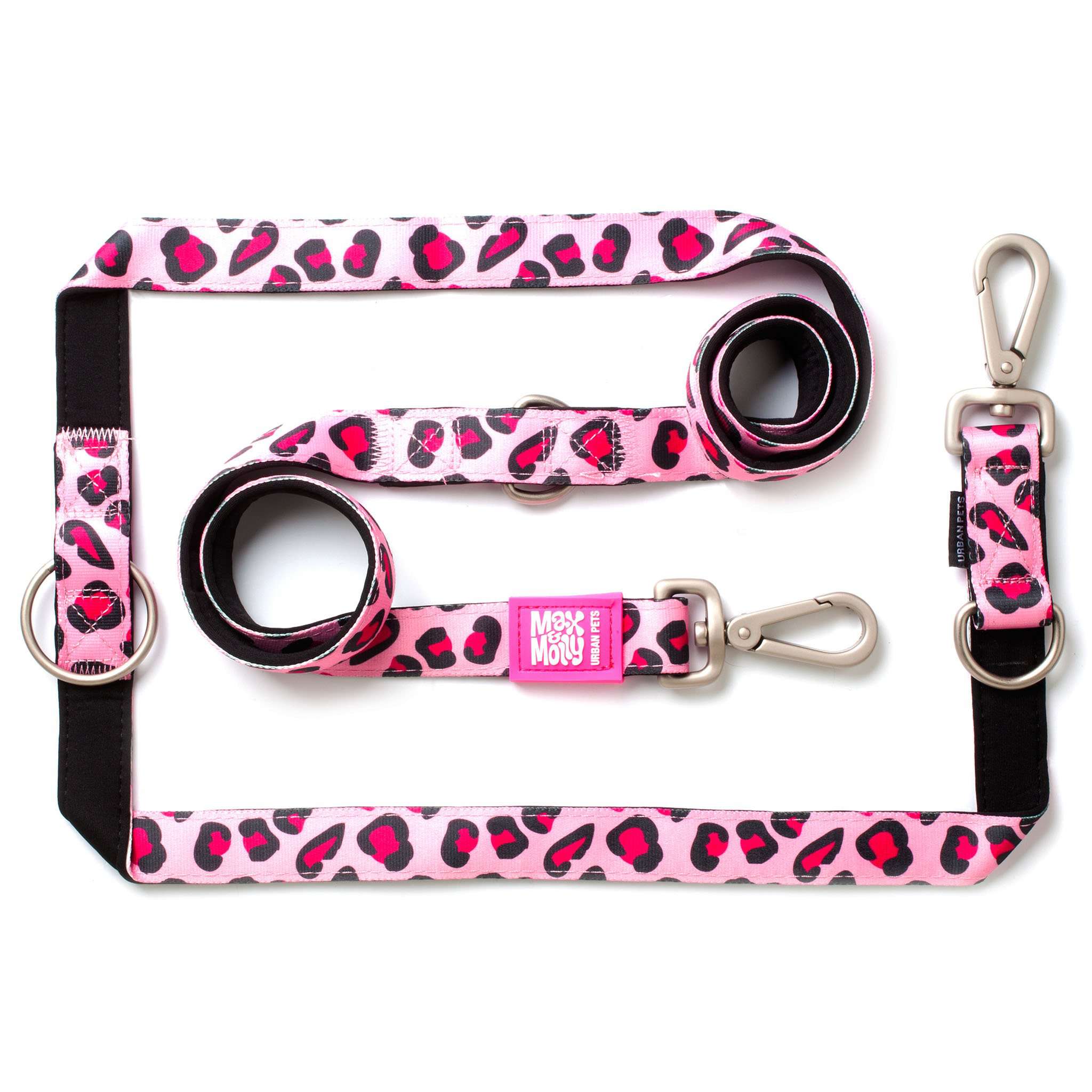 Max & Molly Multifunktions-Leine Leopard Pink - XS