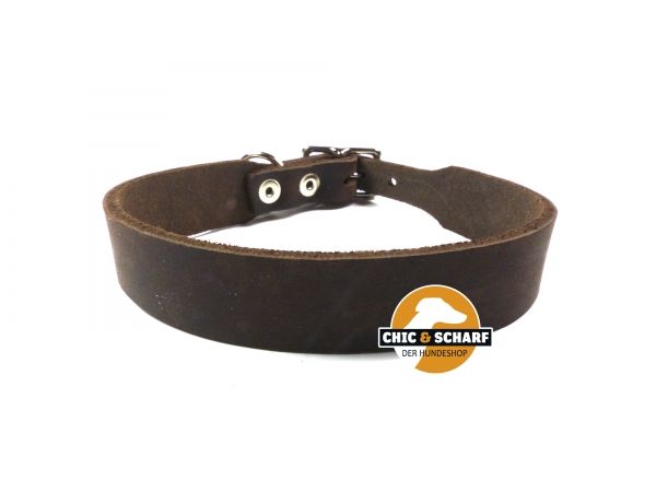 Fettlederhalsband Basic Dunkelbraun