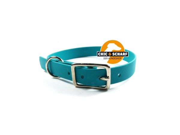 Biothane Halsband mit Schnalle Chrom Türkis